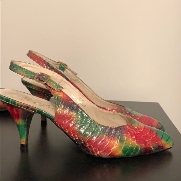 Snakeskin shoes. Rainbow coloured size 6.5 - Picture 1 of 8